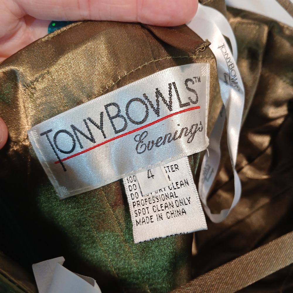 Tony Bowls sz 4 cocktail dress sequin y2k fairy ethereal swamp coquette rare htf - Picture 3 of 8